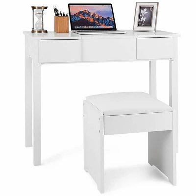 Costway White Vanity Dressing Table Furniture Stool Storage Box 8 Costway White Vanity Dressing Table Furniture Stool Storage Box - Image 8