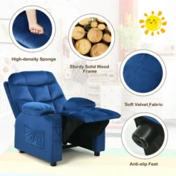 Costway Kids Youth Recliner Chair Velvet Fabric W/Cup Holder & Side Pocket Blue/Pink 20 Costway Kids Youth Recliner Chair Velvet Fabric W/Cup Holder & Side Pocket Blue/Pink -Furniture Sale Store GUEST d2f850bc 0e78 4f8b bbb5 e59d03619cb1