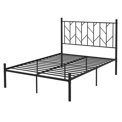 Costway Full/Qween/Twin Size Metal Platform Bed Frame Vintage Headboard Mattress Foundation Black 9 Costway Full/Qween/Twin Size Metal Platform Bed Frame Vintage Headboard Mattress Foundation Black - Image 9