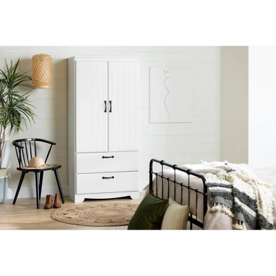 Farnel Wardrobe Armoire Pure White - South Shore 2 Farnel Wardrobe Armoire Pure White - South Shore - Image 2