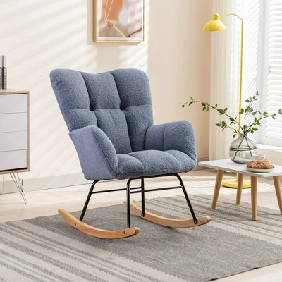 Epping Accent Modern Armchair Faux Shearling Fabric Nursery Glider Rocker, Wingback Chair Rocking Chairs-Maison Boucle 14 Epping Accent Modern Armchair Faux Shearling Fabric Nursery Glider Rocker, Wingback Chair Rocking Chairs-Maison Boucle - Image 14