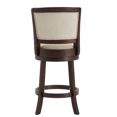 24" Falia Dark Cherry Finish Linen Swivel Counter Height Barstool Beige - Inspire Q 4 24" Falia Dark Cherry Finish Linen Swivel Counter Height Barstool Beige - Inspire Q - Image 4
