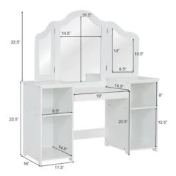 Costway Vanity Table Set Makeup Dressing Kids Girls Study Table Tri Folding Mirror -Furniture Sale Store GUEST d4a4a1eb 9f87 440f 9924 384efe113242