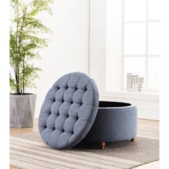 Large Round Tufted Storage Ottoman With Lift Off Lid - WOVENBYRD -Furniture Sale Store GUEST d4cb7f5b 9588 4318 b2e2 e96abd7be6d7
