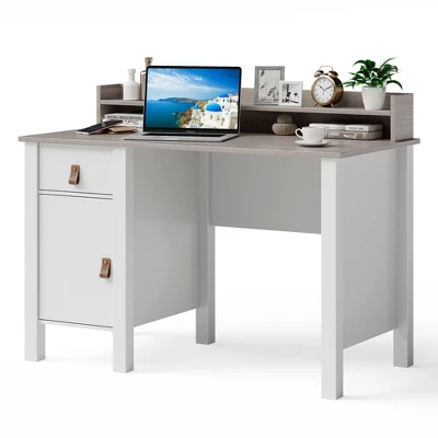 Costway Computer Desk Home Office Writing Workstation W/ Drawer & Hutch 11 Costway Computer Desk Home Office Writing Workstation W/ Drawer & Hutch - Image 11