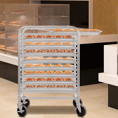 Costway 10 Sheet Aluminum Bakery Rack Silver Commercial Cookie Bun Pan Kitchen W/Wheel 3 Costway 10 Sheet Aluminum Bakery Rack Silver Commercial Cookie Bun Pan Kitchen W/Wheel - Image 3