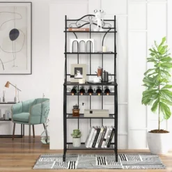 Costway 5-Tier Metal Kitchen Bakers Rack Microwave Storage Rack Oven Stand With Wine Organizer 14 Costway 5-Tier Metal Kitchen Bakers Rack Microwave Storage Rack Oven Stand With Wine Organizer -Furniture Sale Store GUEST d5817f16 ff85 43c3 ab17 cc5f789a08cd