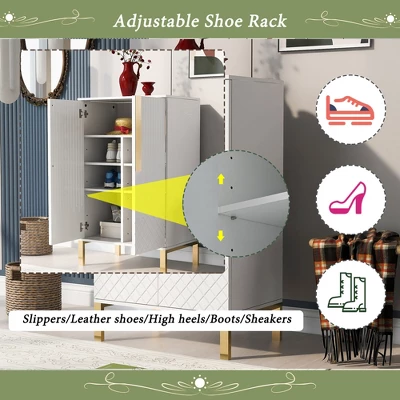 23.7" Freestanding Tipping Shoe Cabinet With Adjustable Shelves - ModernLuxe 7 23.7" Freestanding Tipping Shoe Cabinet With Adjustable Shelves - ModernLuxe - Image 7