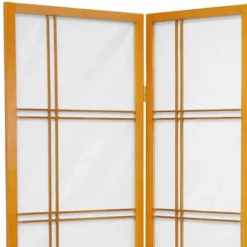 5 Ft. Tall Double Cross Shoji Screen - Honey (6 Panels) - Oriental Furniture