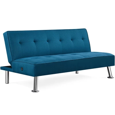 Yaheetech Modern Fabric Convertible Futon Sofa Bed With USB Ports 7 Yaheetech Modern Fabric Convertible Futon Sofa Bed With USB Ports - Image 7