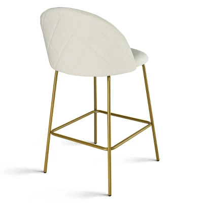25" Nano Full Back Upholstered Counter Stool (Set Of 2) Gold Legs-Maison Boucle 6 25" Nano Full Back Upholstered Counter Stool (Set Of 2) Gold Legs-Maison Boucle - Image 6