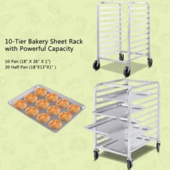Costway 10 Sheet Aluminum Bakery Rack Silver Commercial Cookie Bun Pan Kitchen W/Wheel 13 Costway 10 Sheet Aluminum Bakery Rack Silver Commercial Cookie Bun Pan Kitchen W/Wheel -Furniture Sale Store GUEST d74f83f3 eba2 4f1a a4dc 00f3a8856462