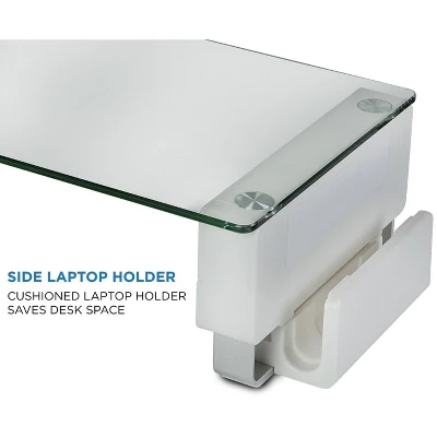 Mount-It! Tempered Glass Monitor Stand With 3 USB Ports | Desktop Riser Fits 24, 27, 30, 32 Inch Screens | 66 Lbs. Weight Capacity 3 Mount-It! Tempered Glass Monitor Stand With 3 USB Ports | Desktop Riser Fits 24, 27, 30, 32 Inch Screens | 66 Lbs. Weight Capacity - Image 3