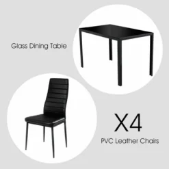 Costway 5 Piece Kitchen Dining Set Glass Metal Table 30" And 4 Chairs Breakfast Furniture Black -Furniture Sale Store GUEST d9062d53 23b0 4a5c acc8 3107d91999b8
