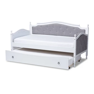 Twin Marlie Upholstered Daybed With Trundle Gray/White - Baxton Studio 11 Twin Marlie Upholstered Daybed With Trundle Gray/White - Baxton Studio - Image 11