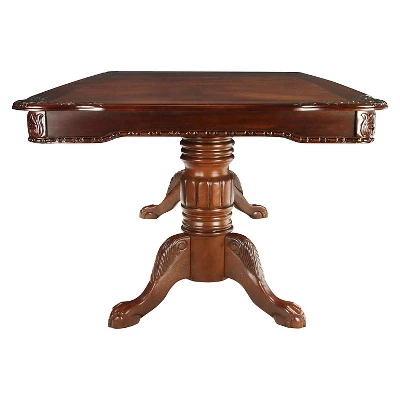 Belliere Elegant Carved Double Pedestal Extendable Dining Table Red - HOMES: Inside + Out 2 Belliere Elegant Carved Double Pedestal Extendable Dining Table Red - HOMES: Inside + Out - Image 2