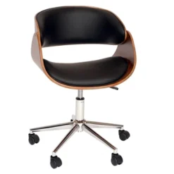 Julian Modern Chair Black/Walnut Veneer Back/Chrome - Armen Living