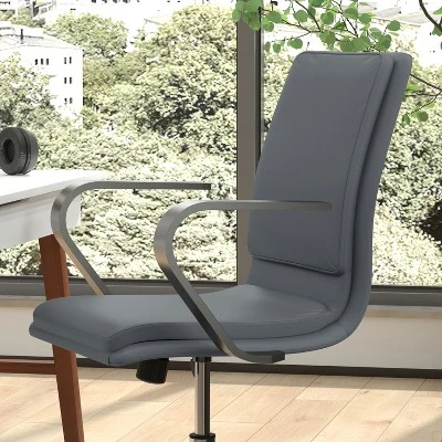 Emma And Oliver Modern Upholstered Mid-Back Home Office Chair With Arms And 5 Star Base 4 Emma And Oliver Modern Upholstered Mid-Back Home Office Chair With Arms And 5 Star Base - Image 4