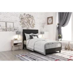 Twin Janford Upholstered Bed Black Faux Leather - Room & Joy -Furniture Sale Store GUEST dacf58cf 27be 4d56 bcab fd201c3c7e13