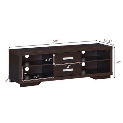 Costway TV Stand Entertainment Center Hold Up To 65'' TV With Storage Shelves & Drawers 2 Costway TV Stand Entertainment Center Hold Up To 65'' TV With Storage Shelves & Drawers - Image 2