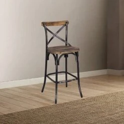 18" Zaire Bar Chair Antique Black/Antique Oak - Acme Furniture