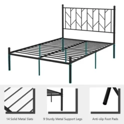 Costway Full/Qween/Twin Size Metal Platform Bed Frame Vintage Headboard Mattress Foundation Black 17 Costway Full/Qween/Twin Size Metal Platform Bed Frame Vintage Headboard Mattress Foundation Black -Furniture Sale Store GUEST dbd175d8 4301 4e36 b6ee 524f5486205b
