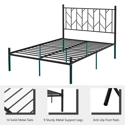 Costway Full/Qween/Twin Size Metal Platform Bed Frame Vintage Headboard Mattress Foundation Black 7 Costway Full/Qween/Twin Size Metal Platform Bed Frame Vintage Headboard Mattress Foundation Black - Image 7