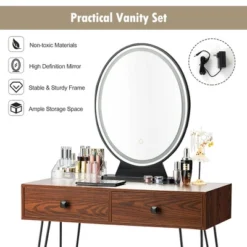 Costway Vanity Makeup Dressing Table W/ 3 Lighting Modes Mirror Touch Switch RusticCoffee -Furniture Sale Store GUEST dc2fc553 9ecc 4979 9a0a 4b4487d44b76