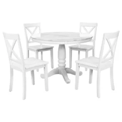 5-Piece Solid Wood Dining Table And Chairs Set, White - ModernLuxe -Furniture Sale Store GUEST dc7fac4f 8750 44f1 8f52 1ba84e4fdec7