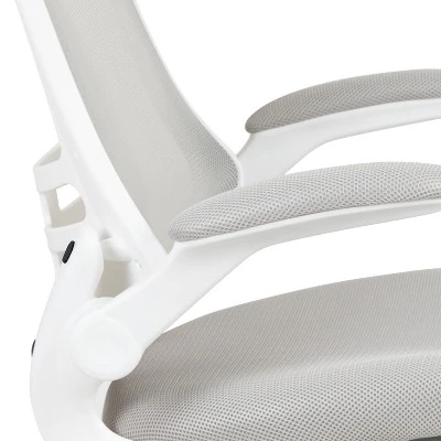 Emma And Oliver Mid-Back Light Gray Mesh Ergonomic Task Office Chair, White Frame - Flip-Up Arms 6 Emma And Oliver Mid-Back Light Gray Mesh Ergonomic Task Office Chair, White Frame - Flip-Up Arms - Image 6