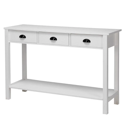 Costway 47" Console Table Hall Table Side Desk Accent Table Drawers Shelf Entryway White 9 Costway 47" Console Table Hall Table Side Desk Accent Table Drawers Shelf Entryway White - Image 9