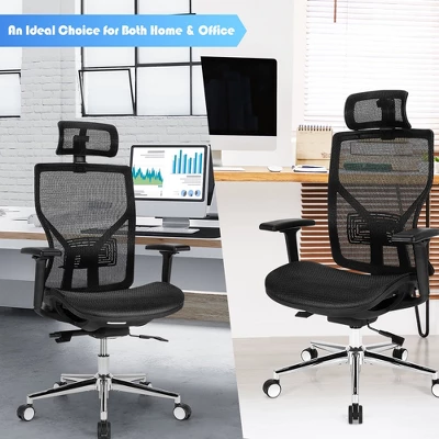 Costway Ergonomic Office Chair High-Back Mesh Chair W/Adjustable Lumbar Support 2 Costway Ergonomic Office Chair High-Back Mesh Chair W/Adjustable Lumbar Support - Image 2