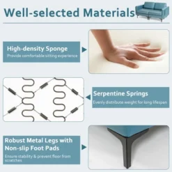 Costway Modern Loveseat Leathaire Fabric 2-Seat Sofa Couch W/ Side Storage Pocket -Furniture Sale Store GUEST dd06d223 2eca 4b1e 8281 76d00cf016bd