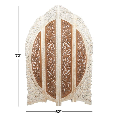 French Country Mango Wood Room Divider Screen Brown - Olivia & May 7 French Country Mango Wood Room Divider Screen Brown - Olivia & May - Image 7