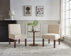 Carl Armless Fabric Upholstered Accent Chair Set Of 2 With Round Wood Side Table Slipper Chairs Sets-Maison Boucle 18 Carl Armless Fabric Upholstered Accent Chair Set Of 2 With Round Wood Side Table Slipper Chairs Sets-Maison Boucle -Furniture Sale Store GUEST ddca0921 92ce 4570 a65d a70db2915747