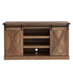 Edyo Living Rustic Farmhouse Wood TV Stand Media Console Table With Sliding Barn Doors And Adjustable Shelves For TVs Up To 65 Inches -Furniture Sale Store GUEST df0d330b 9045 4756 bd35 d6caee00a45c