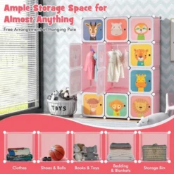 Costway 12-Cube Kids Wardrobe Baby Dresser Bedroom Armoire Clothes Hanging Closet With Door Blue/Pink 18 Costway 12-Cube Kids Wardrobe Baby Dresser Bedroom Armoire Clothes Hanging Closet With Door Blue/Pink -Furniture Sale Store GUEST dfc28d77 a90c 4261 8e88 f34943cad6cf