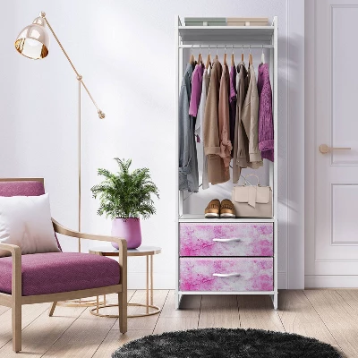 Sorbus Clothing Rack With Drawers Garment Stand Dresser Pink 2 Sorbus Clothing Rack With Drawers Garment Stand Dresser Pink - Image 2