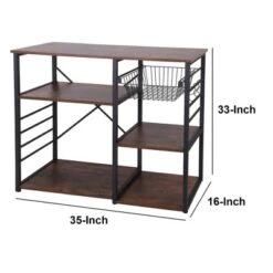 Wood And Metal Bakers Rack With 4 Shelves And Wire Basket Brown/Black - Benzara 15 Wood And Metal Bakers Rack With 4 Shelves And Wire Basket Brown/Black - Benzara -Furniture Sale Store GUEST e0a7a30f c733 4d8c b564 69c24696d102