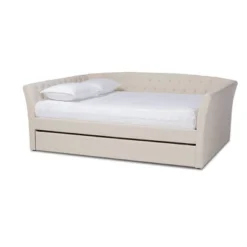 Delora Upholstered Daybed With Trundle Beige - Baxton Studio -Furniture Sale Store GUEST e0bb575f a943 4f2c a617 d6cfcb451562