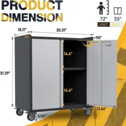 AOBABO Steel Wheeled Lockable Tool Box Supply Cabinet Organizer With Adjustable Storage Shelves For Homes, Offices, And Garages -Furniture Sale Store GUEST e0c1af55 abc0 47a1 9606 0bf2e9075c96