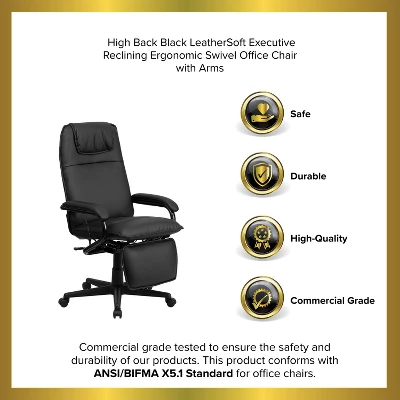 Emma And Oliver High Back Black LeatherSoft Executive Reclining Ergonomic Office Chair With Arms 11 Emma And Oliver High Back Black LeatherSoft Executive Reclining Ergonomic Office Chair With Arms - Image 11