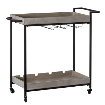 Vintiquewise Metal Wine Bar Serving Cart With Rolling Wheels, Wine Rack, And Glass Holder 2 Vintiquewise Metal Wine Bar Serving Cart With Rolling Wheels, Wine Rack, And Glass Holder - Image 2