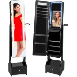 Best Choice Products Full Length LED Mirrored Jewelry Storage Organizer Cabinet W/ Interior & Exterior Lights -Furniture Sale Store GUEST e1c5b4e9 ded4 4888 bd4d 9ec5f1d58141
