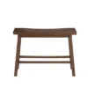 Saddle Design Wooden Bench With Grain Details - Benzara