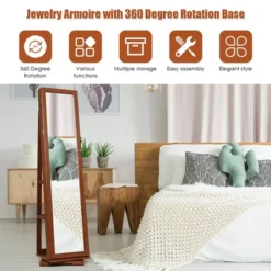 Costway 360degree Rotatable Jewelry Cabinet 2-in-1 Lockable Mirrored Organizer 16 Costway 360degree Rotatable Jewelry Cabinet 2-in-1 Lockable Mirrored Organizer -Furniture Sale Store GUEST e31daade 0ef0 43f2 87ba 13b46742cf54