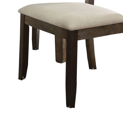 Set Of 2 26" Claudia Dining Chairs Beige Linen/Salvage Brown - Acme Furniture 1 Set Of 2 26" Claudia Dining Chairs Beige Linen/Salvage Brown - Acme Furniture