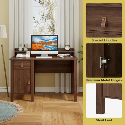 Costway Computer Desk Home Office Writing Workstation W/ Drawer & Hutch 8 Costway Computer Desk Home Office Writing Workstation W/ Drawer & Hutch - Image 8