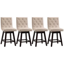 HOMCOM Bar Stools Set Of 4, Swivel Bar Chairs, 25.5" High Fabric Tufted Breakfast Barstools For Kitchen Counter, Beige 7 HOMCOM Bar Stools Set Of 4, Swivel Bar Chairs, 25.5" High Fabric Tufted Breakfast Barstools For Kitchen Counter, Beige -Furniture Sale Store GUEST e40e803e 479b 4dc6 bee7 4e0bf0454465