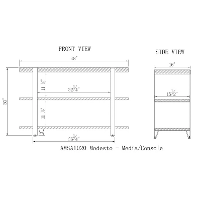 Modesto Wide TV Stand For TVs Up To 50" Brown - Alaterre Furniture 5 Modesto Wide TV Stand For TVs Up To 50" Brown - Alaterre Furniture - Image 5